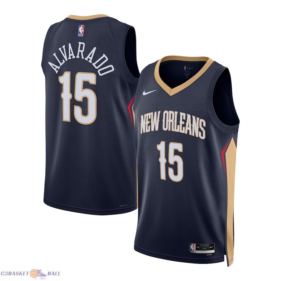 Unisex New Orleans Pelicans Jose Alvarado Navy Swingman Jersey - Icon Edition