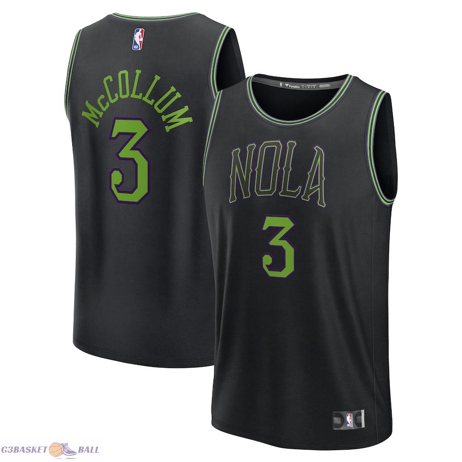 Men's New Orleans Pelicans C.J. Mccollum Fanatics Black Fast Break Jersey - City Edition