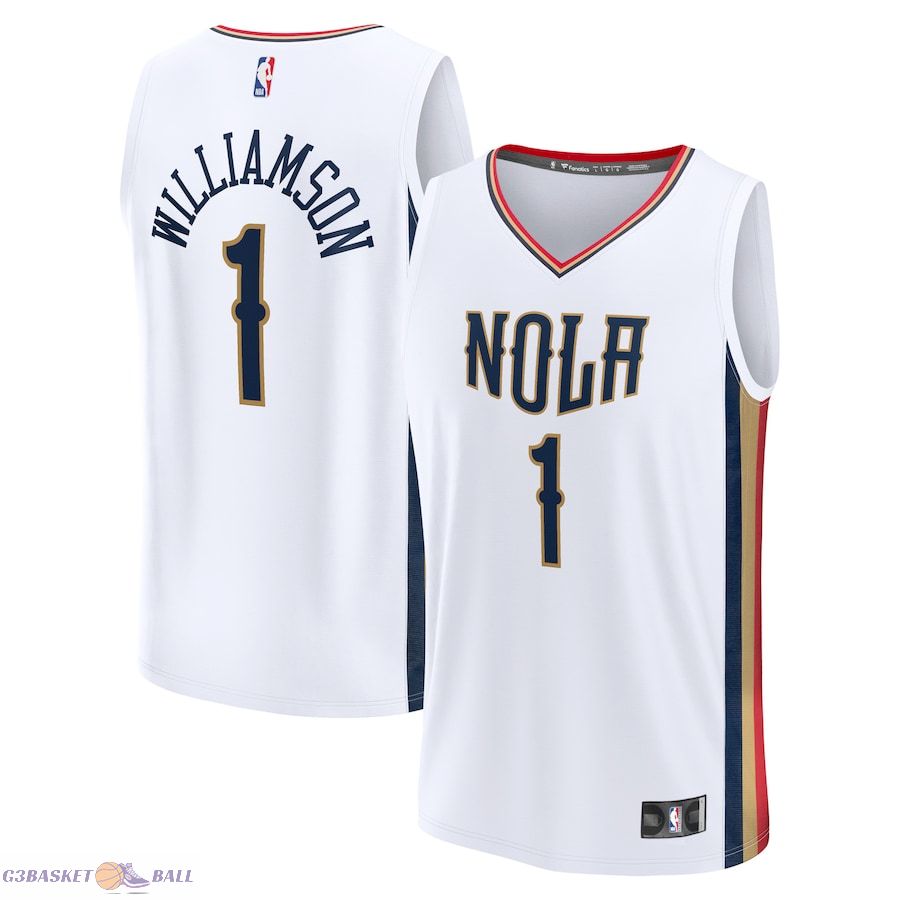 Men's New Orleans Pelicans Zion Williamson Fanatics White Fast Break Replica Jersey - City Edition