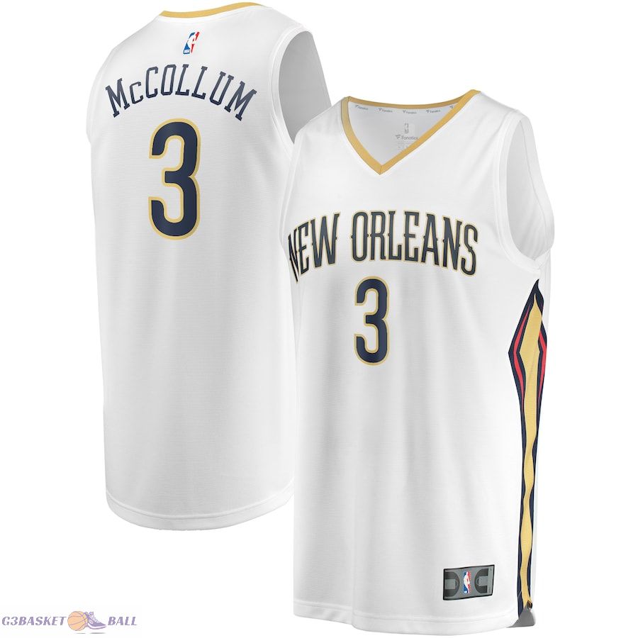 Men's New Orleans Pelicans C.J. McCollum Fanatics White Fast Break Replica Jersey - Association Edition