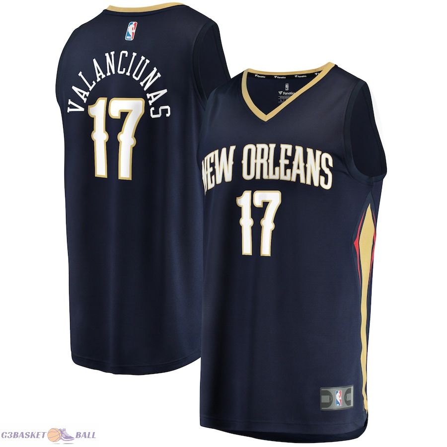 Men's New Orleans Pelicans Jonas Valanciunas Fanatics Navy Fast Break Replica Jersey - Icon Edition