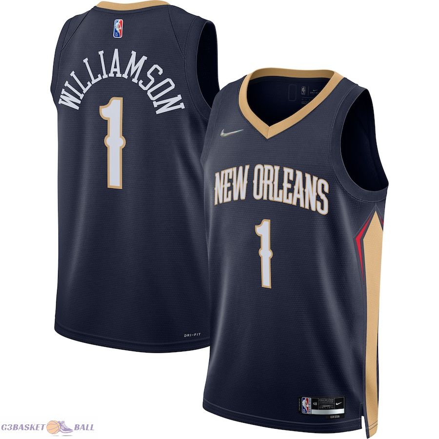 Men's New Orleans Pelicans Zion Williamson Navy 2021/22 Diamond Swingman Jersey - Icon Edition