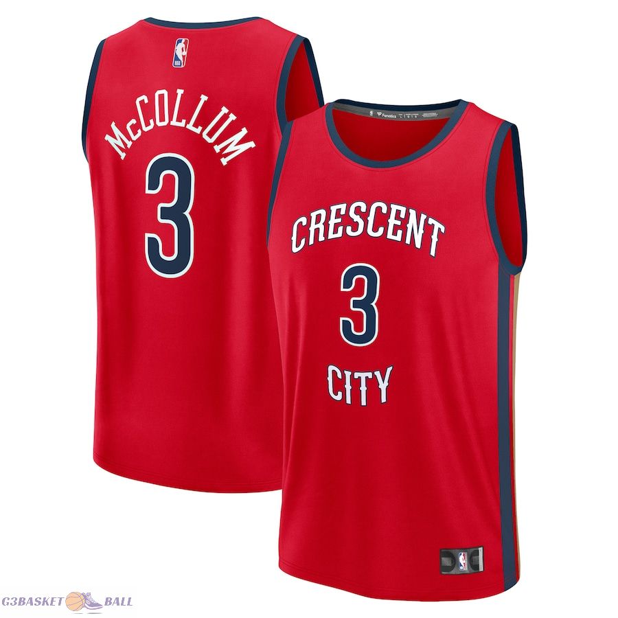 Men's New Orleans Pelicans C.J. Mccollum Fanatics Red Fast Break Replica Jersey - Statement Edition