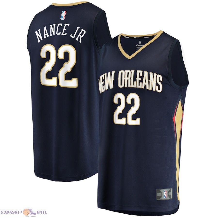 Men's New Orleans Pelicans Larry Nance Jr. Fanatics Navy Fast Break Replica Jersey - Icon Edition