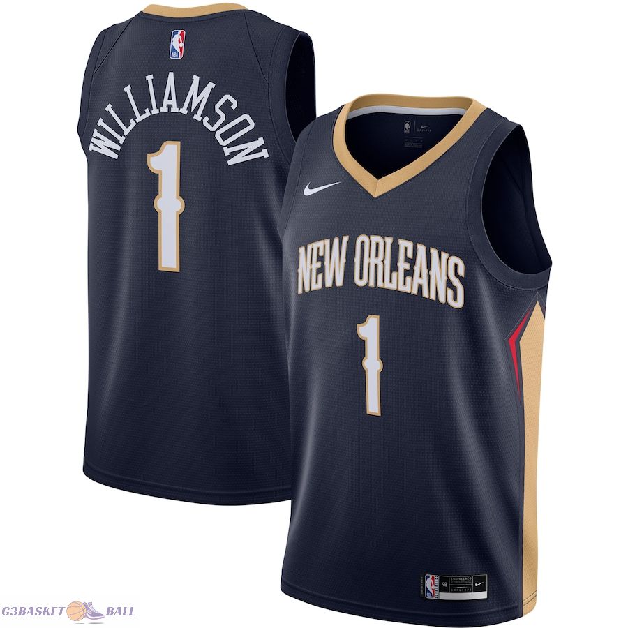 Men's New Orleans Pelicans Zion Williamson Navy Swingman Jersey - Icon Edition