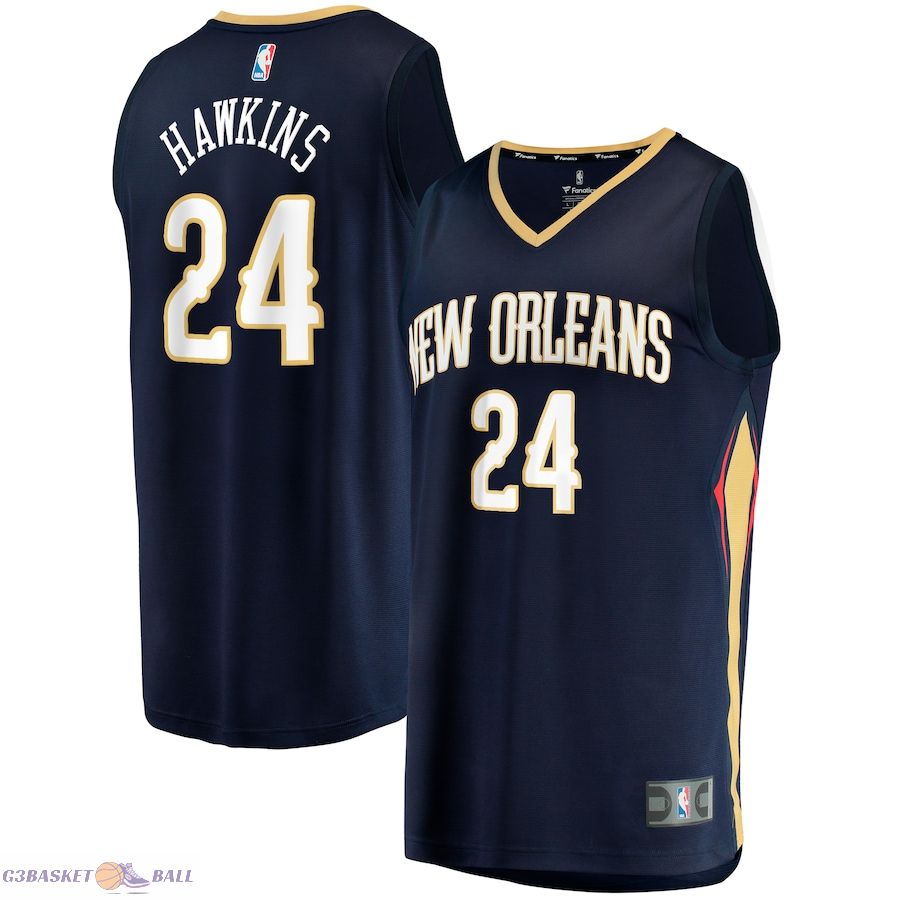 Men's New Orleans Pelicans Jordan Hawkins Fanatics Navy Fast Break Replica Jersey - Icon Edition