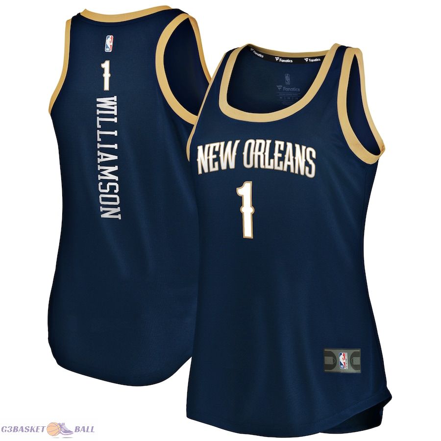 Women's New Orleans Pelicans Zion Williamson Fanatics Navy Fast Break Team Tank Jersey - Icon Edition