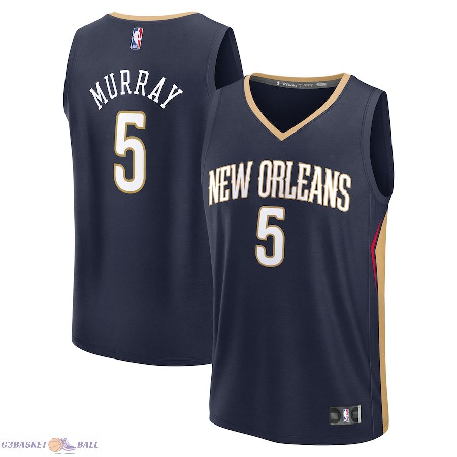 Youth New Orleans Pelicans Dejounte Murray Fanatics Navy Fast Break Replica Player Jersey - Icon Edition