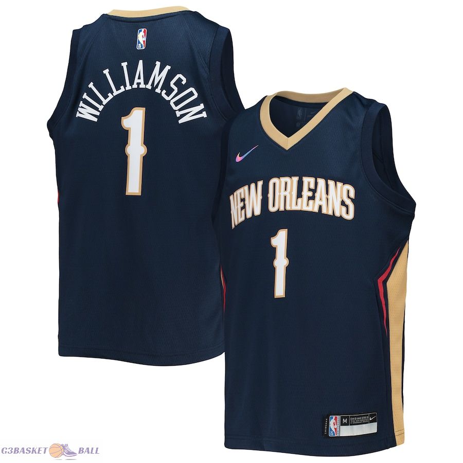 Youth New Orleans Pelicans Zion Williamson Navy 2021/22 Diamond Swingman Jersey - Icon Edition