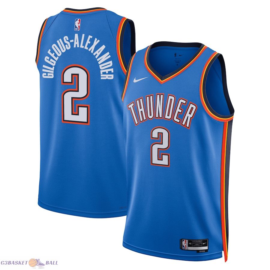 Unisex Oklahoma City Thunder Shai Gilgeous-Alexander Blue Badge Swingman Replica Jersey - Icon Edition