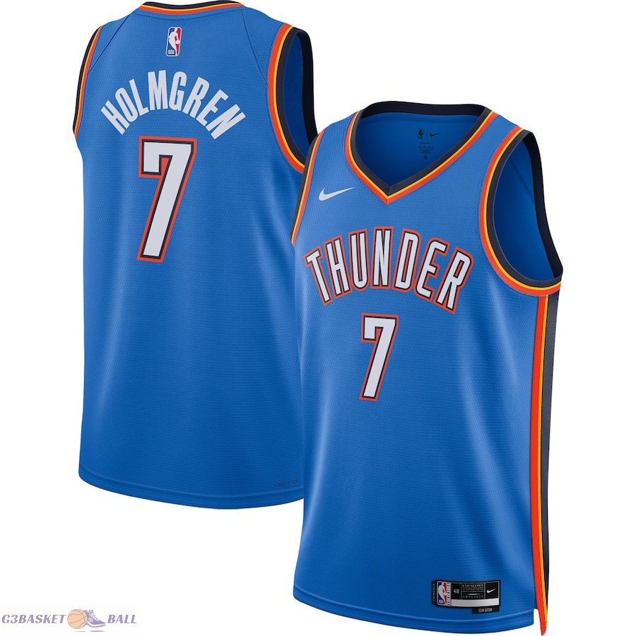 Unisex Oklahoma City Thunder Chet Holmgren Blue 2022 NBA Draft First Round Pick Player Swingman Jersey - Icon Edition