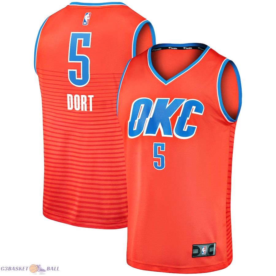 Men's Oklahoma City Thunder Luguentz Dort Fanatics Orange Fast Break Replica Player Jersey - Statement Edition