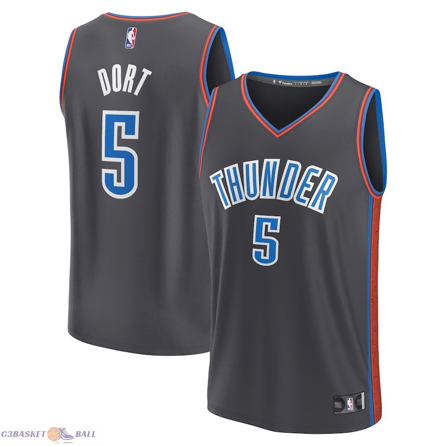 Men's Oklahoma City Thunder Luguentz Dort Fanatics Anthracite Fastbreak Jersey - City Edition