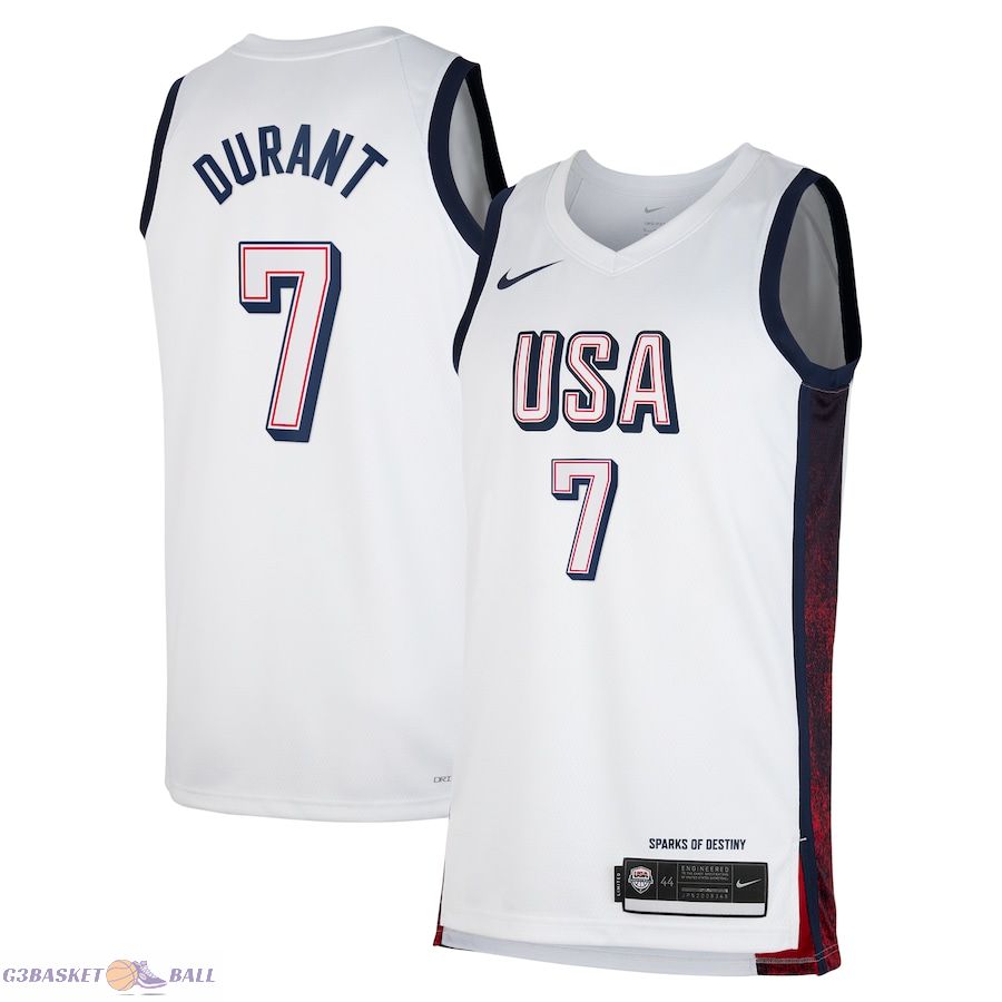 Unisex Men's USA Basketball Kevin Durant White 2024 Swingman Player Jersey