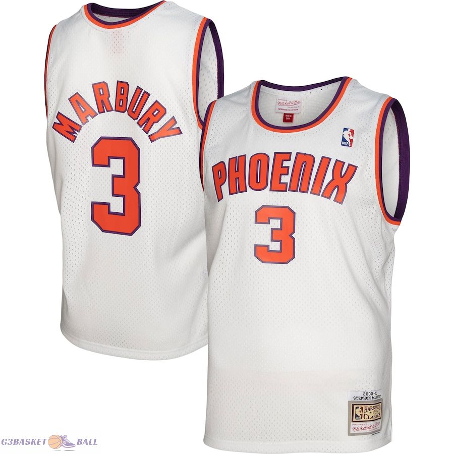 Men's Phoenix Suns Stephon Marbury Mitchell & Ness White 2001/02 Hardwood Classics Swingman Jersey