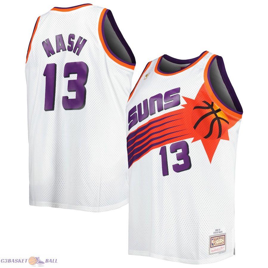 Men's Phoenix Suns Steve Nash Mitchell & Ness White Big & Tall Hardwood Classics 1996/97 Swingman Jersey