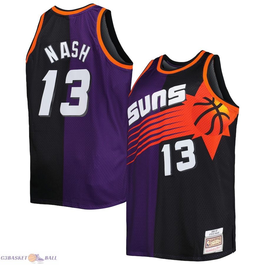 Men's Phoenix Suns Steve Nash Mitchell & Ness Purple/Black Big & Tall Hardwood Classics 1996/97 Split Swingman Jersey