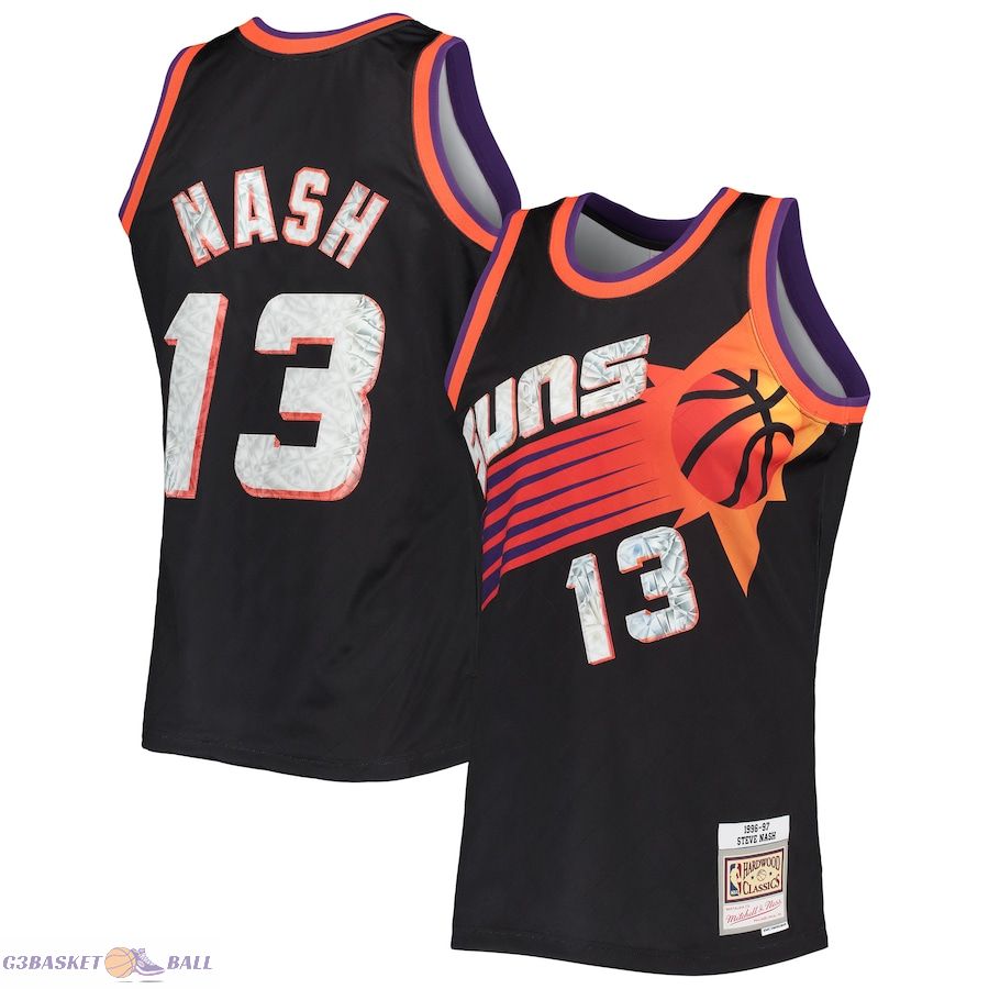 Men's Phoenix Suns Steve Nash Mitchell & Ness Black 1996/97 Hardwood Classics NBA 75th Anniversary Diamond Swingman Jersey