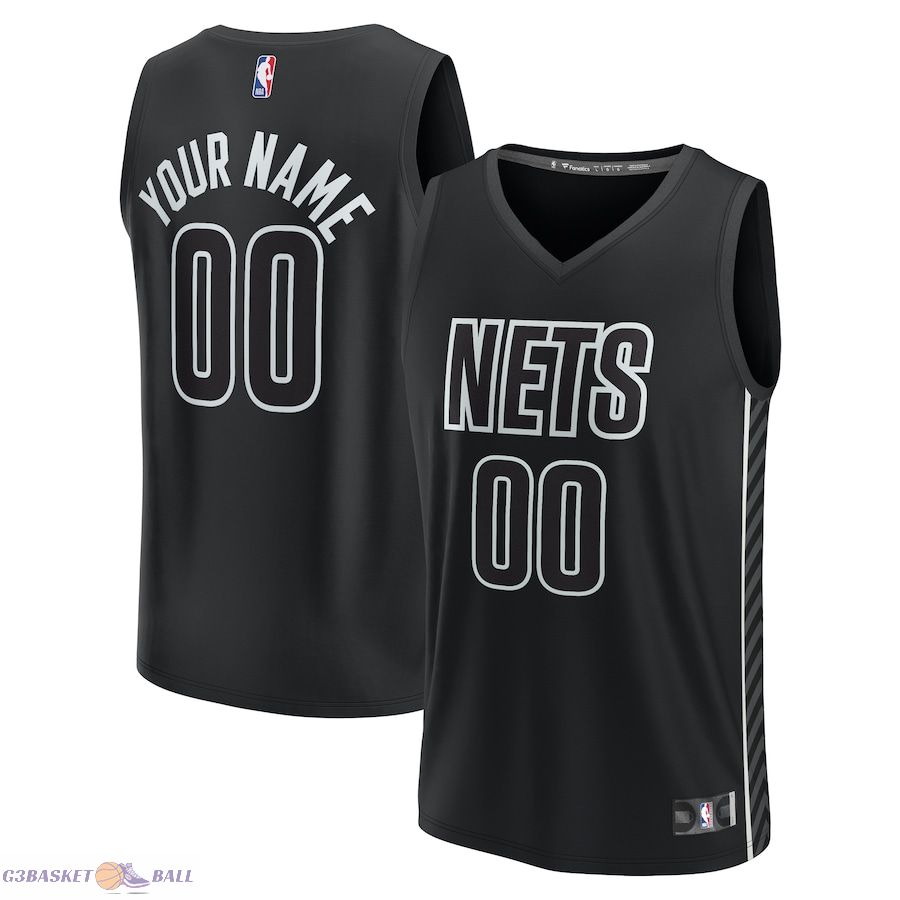 Youth Brooklyn Nets Fanatics Black Fast Break Replica Custom Jersey - Statement Edition