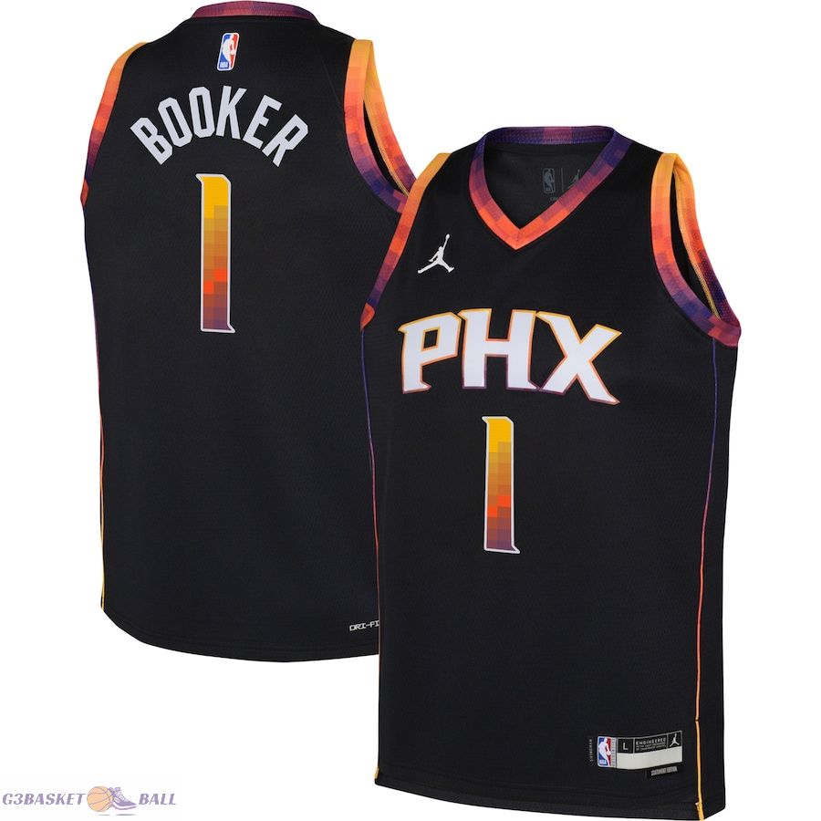 Youth Phoenix Suns Devin Booker Jordan Brand Black Swingman Jersey - Statement Edition