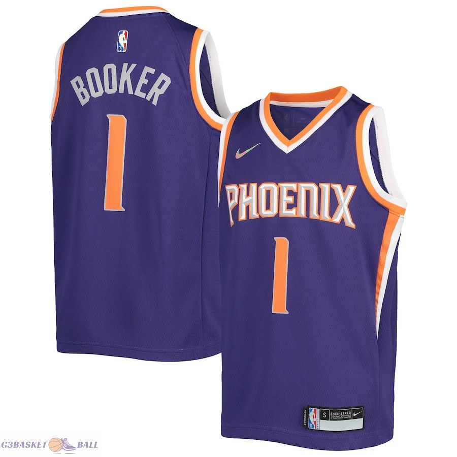 Youth Phoenix Suns Devin Booker Purple 2021/22 Diamond Swingman Jersey - Icon Edition