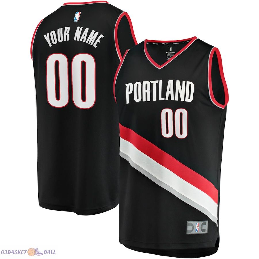 Men's Portland Trail Blazers Fanatics Black Fast Break Custom Replica Jersey - Icon Edition