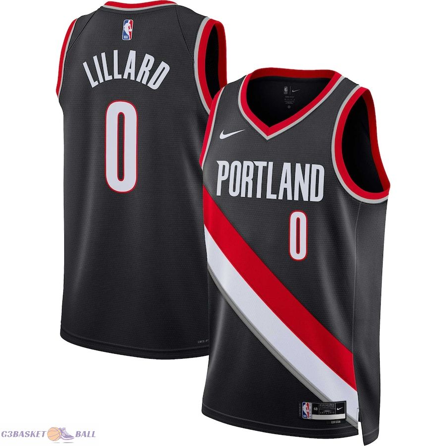 Unisex Portland Trail Blazers Damian Lillard Black Swingman Jersey - Icon Edition