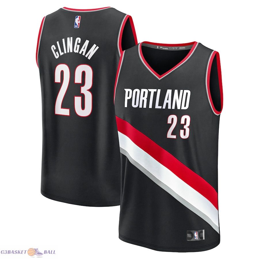 Men's Portland Trail Blazers Donovan Clingan Fanatics Black 2024 NBA Draft Fast Break Player Jersey - Icon Edition