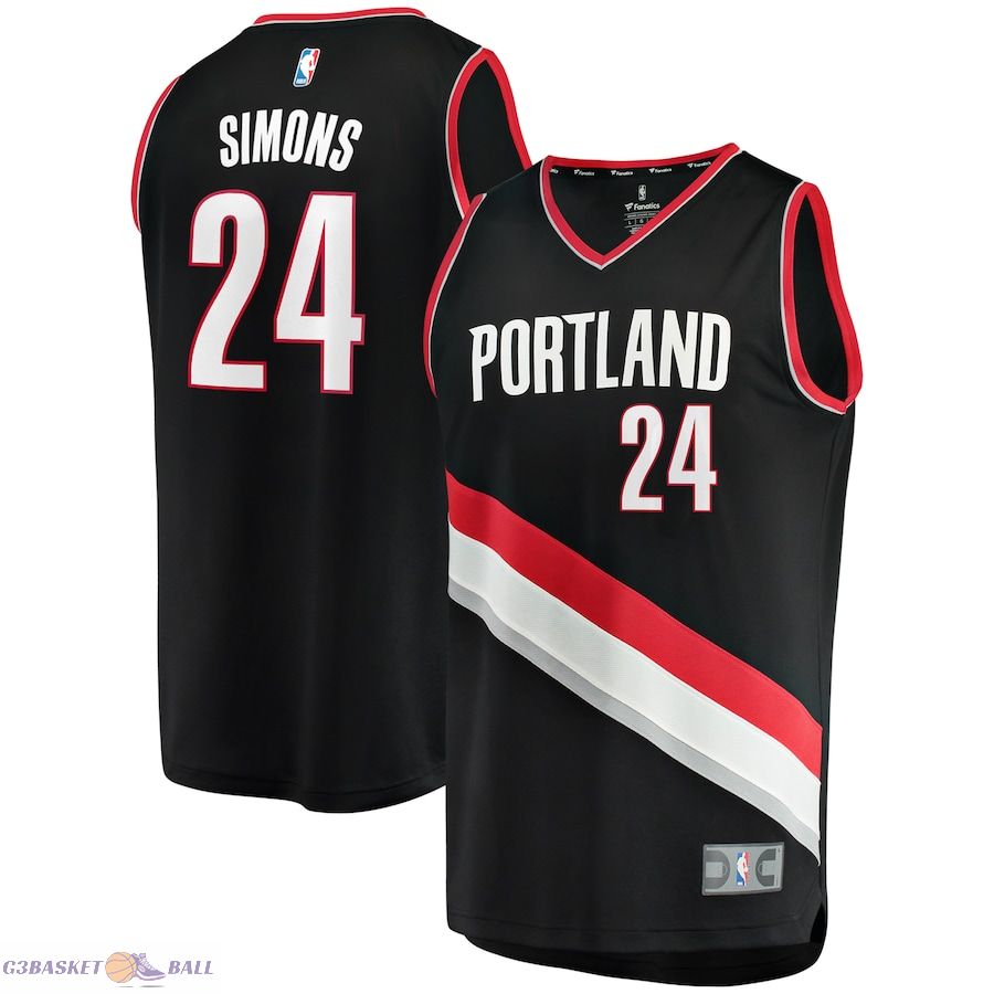 Men's Portland Trail Blazers Anfernee Simons Fanatics Black Fast Break Replica Jersey - Icon Edition