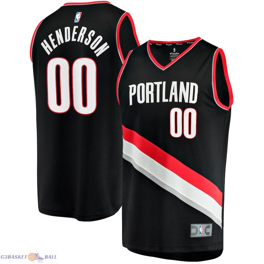 Men's Portland Trail Blazers Scoot Henderson Fanatics Black Fast Break Replica Jersey - Icon Edition