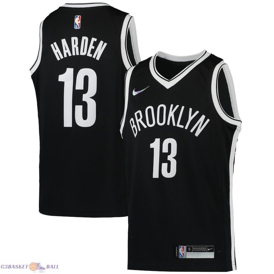 Youth Brooklyn Nets James Harden Black 2021/22 Diamond Swingman Jersey - Icon Edition