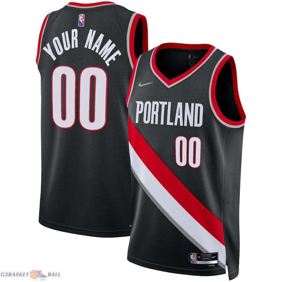 Men's Portland Trail Blazers Black 2021/22 Diamond Swingman Custom Jersey - Icon Edition