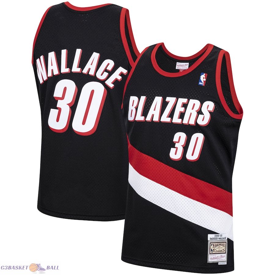 Men's Portland Trail Blazers Rasheed Wallace Mitchell & Ness Black 1999/00 Hardwood Classics Swingman Jersey