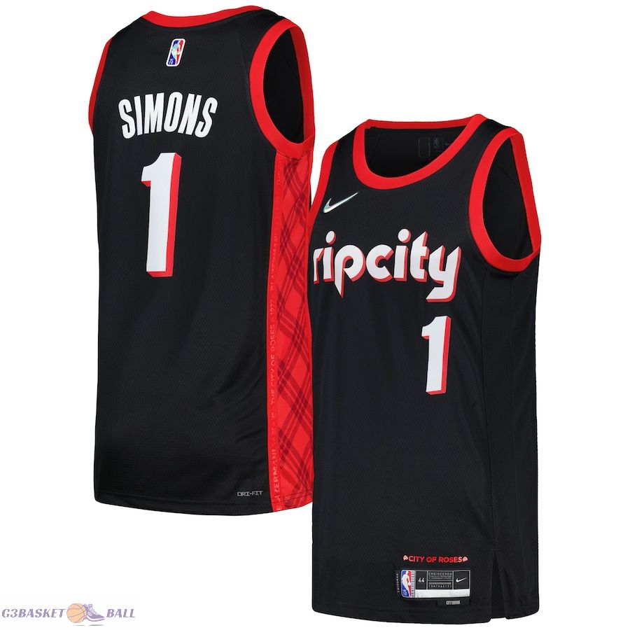 Men's Portland Trail Blazers Anfernee Simons Black Swingman Player Jersey - City Edition