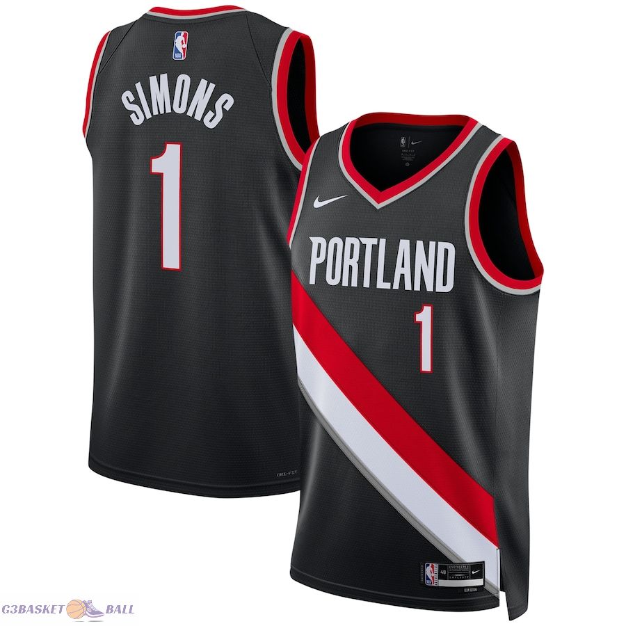 Unisex Portland Trail Blazers Anfernee Simons Black Swingman Jersey - Icon Edition