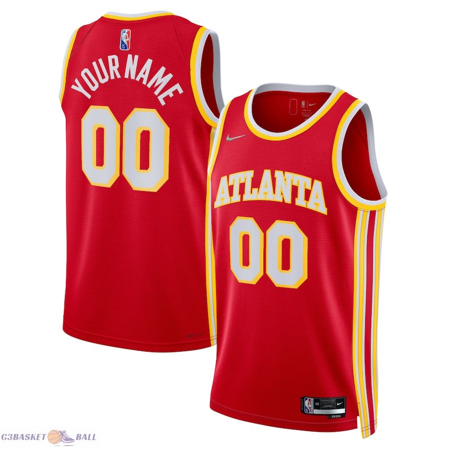 Men's Atlanta Hawks Red 2021/22 Diamond Swingman Custom Jersey - Icon Edition