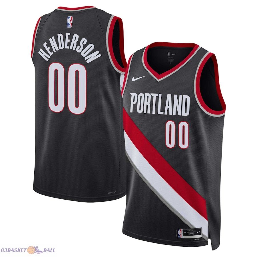 Unisex Portland Trail Blazers Scoot Henderson Black 2023 NBA Draft Swingman Jersey - Icon Edition