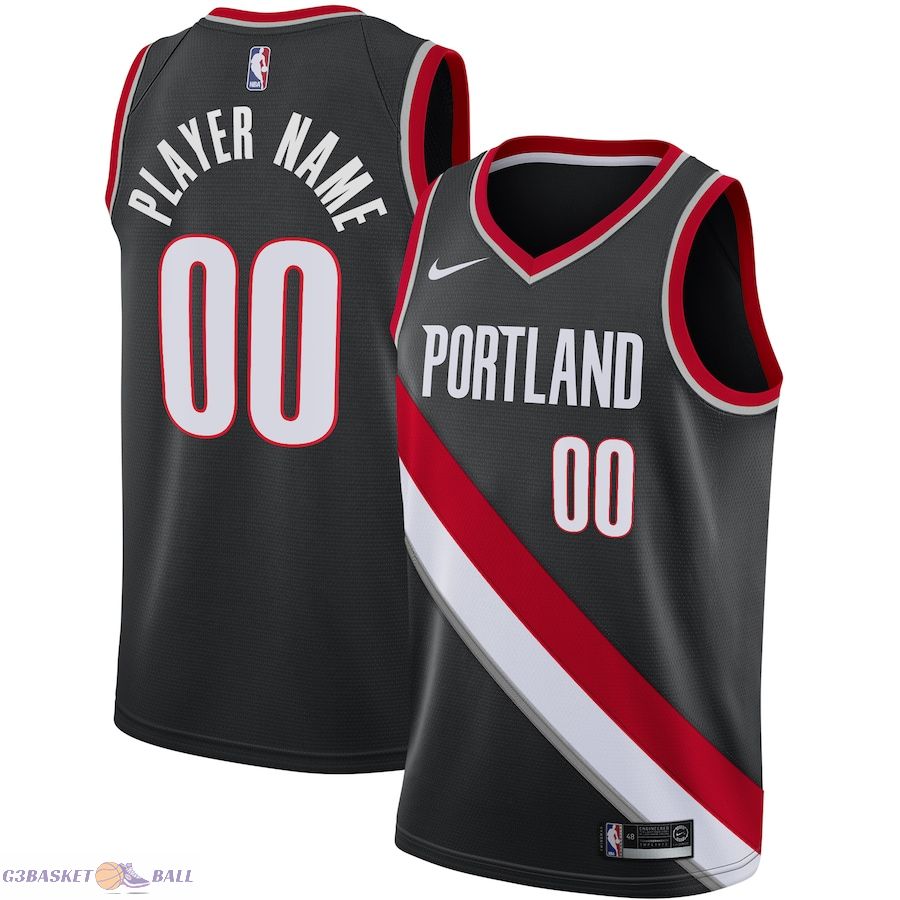 Men's Portland Trail Blazers Black Swingman Custom Jersey - Icon Edition