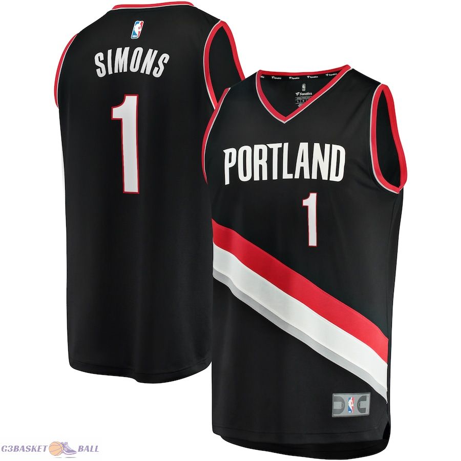 Men's Portland Trail Blazers Anfernee Simons Fanatics Black Fast Break Replica Player Jersey - Icon Edition