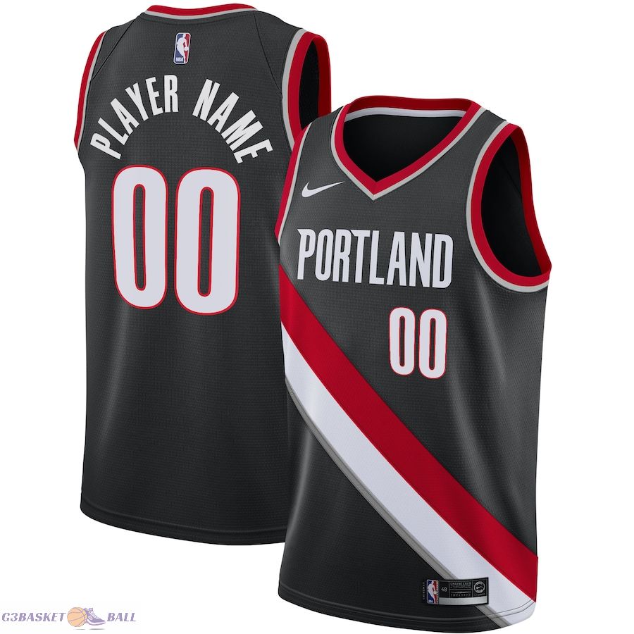 Men's Portland Trail Blazers Black 2020/21 Swingman Custom Jersey - Icon Edition