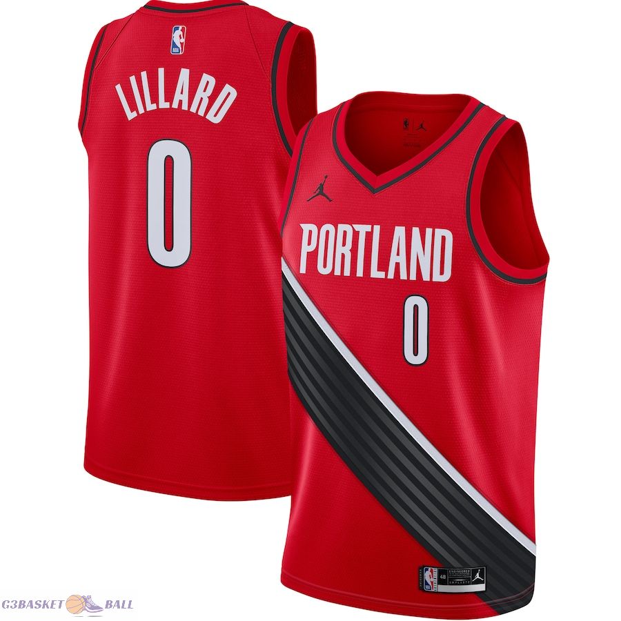 Men's Portland Trail Blazers Damian Lillard Jordan Brand Red 2020/21 Swingman Jersey - Statement Edition