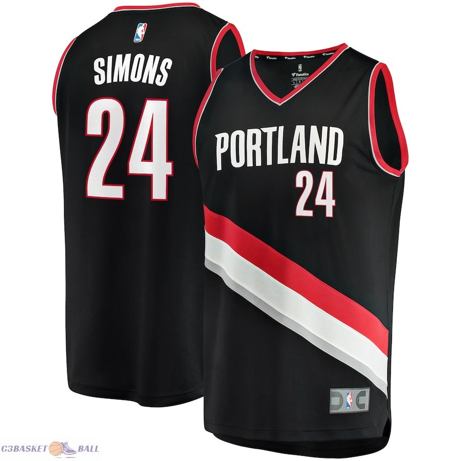 Men's Portland Trail Blazers Anfernee Simons Fanatics Black Fast Break Replica Jersey - Icon Edition