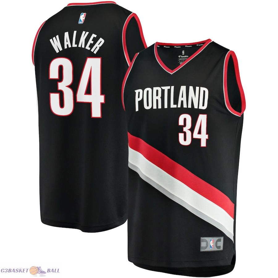 Men's Portland Trail Blazers Jabari Walker Fanatics Black Fast Break Replica Jersey - Icon Edition