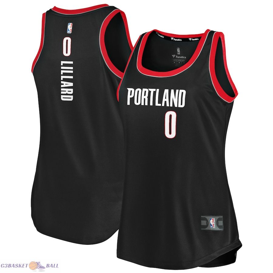 Women's Portland Trail Blazers Damian Lillard Fanatics Black Fast Break Tank Jersey - Icon Edition