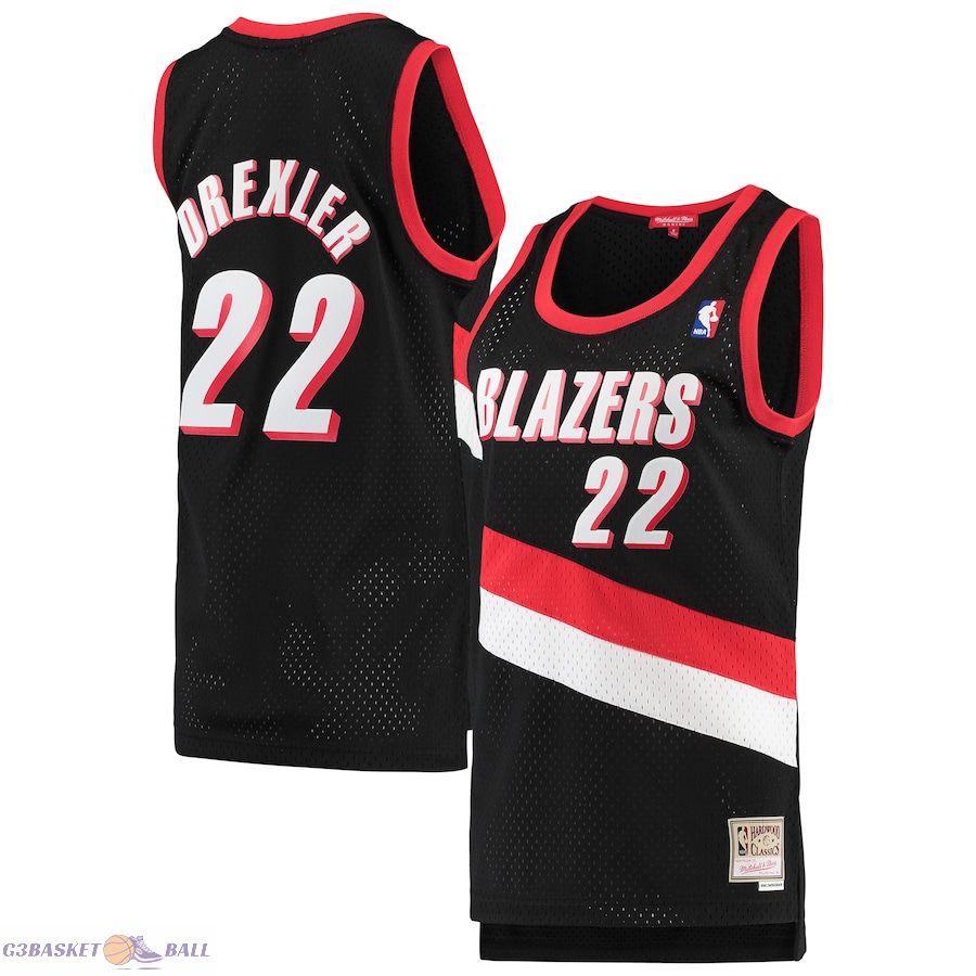 Women's Portland Trail Blazers Clyde Drexler Mitchell & Ness Black 1991/92 Hardwood Classics Swingman Jersey