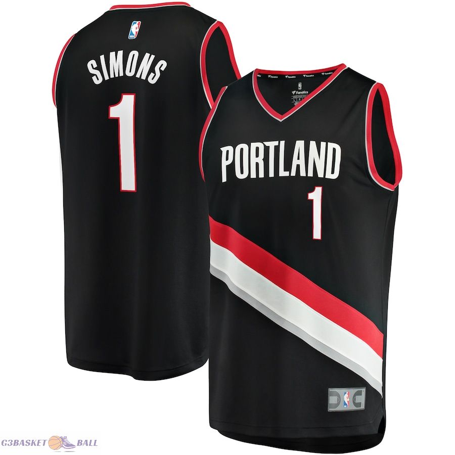 Youth Portland Trail Blazers Anfernee Simons Fanatics Black Fast Break Player Jersey - Icon Edition