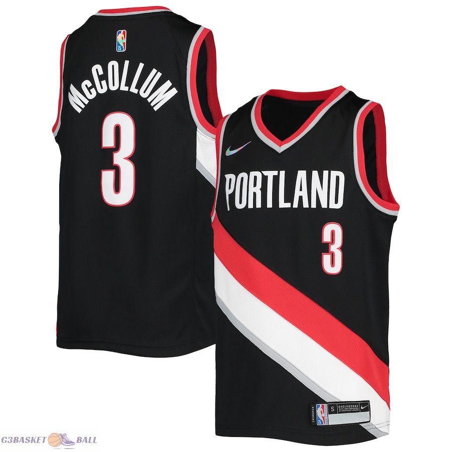 Youth Portland Trail Blazers C.J. McCollum Black 2021/22 Diamond Swingman Jersey - Icon Edition