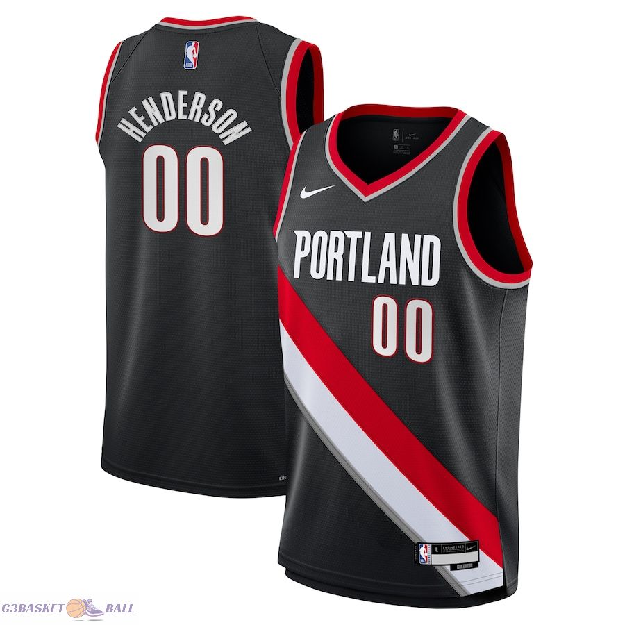 Youth Portland Trail Blazers Scoot Henderson Black Swingman Jersey - Icon Edition