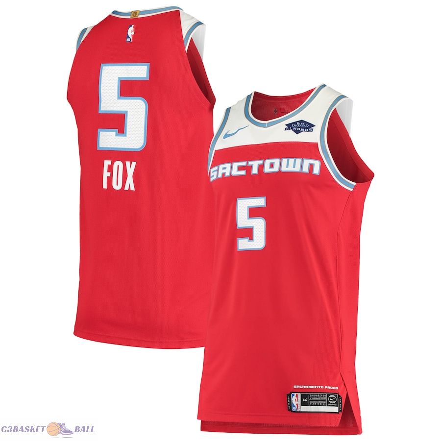 Men's Sacramento Kings De'Aaron Fox Red Authentic Badge Jersey - City Edition