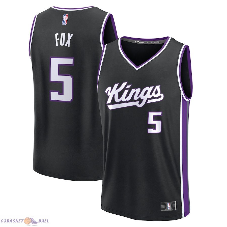 Youth Sacramento Kings De'Aaron Fox Fanatics Black Fast Break Replica Player Jersey - Icon Edition